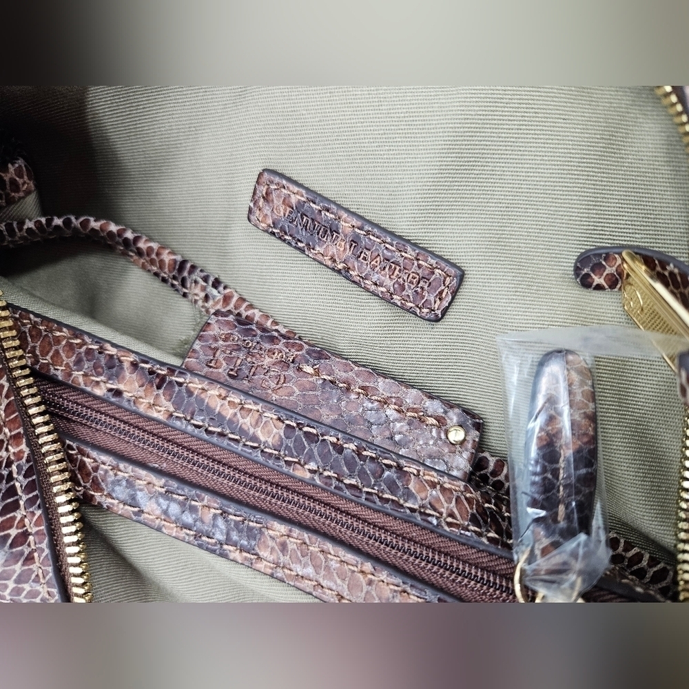 GILI Got To Love It Large LEATHER Emb SNAKE Choc Brown TASSEL Hobo Bag PURSE - Picture 13 of 14
